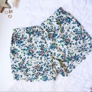 Anthro Eloise | floral scallop shorts M